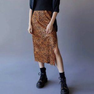 Urban Outfitters Skirt | UO EDY Satin Midi Skirt | Leopard | Size M